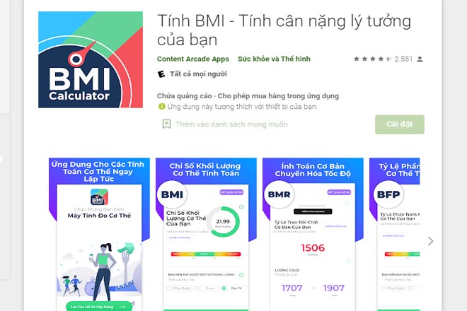 Phần mềm BMI Calculator